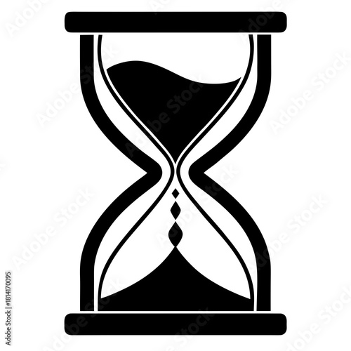 Hourglass with Sand vector clean black silhouette design white background