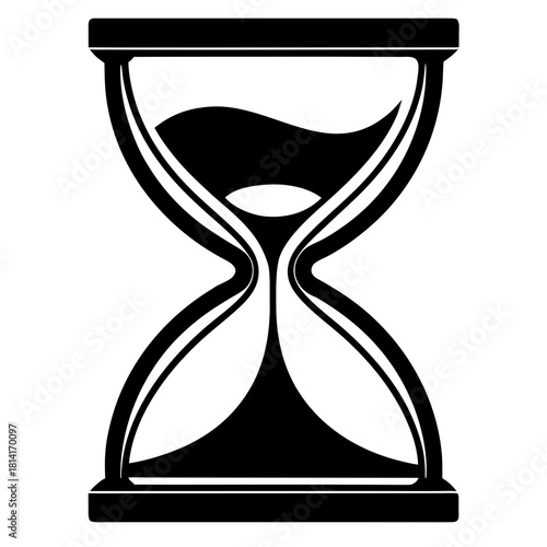 Hourglass with Sand vector clean black silhouette design white background