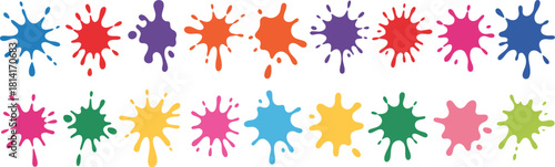 Color Paint Splatter Set – Ink Blots, Spray Drops, Colorful Artistic Splash Elements
