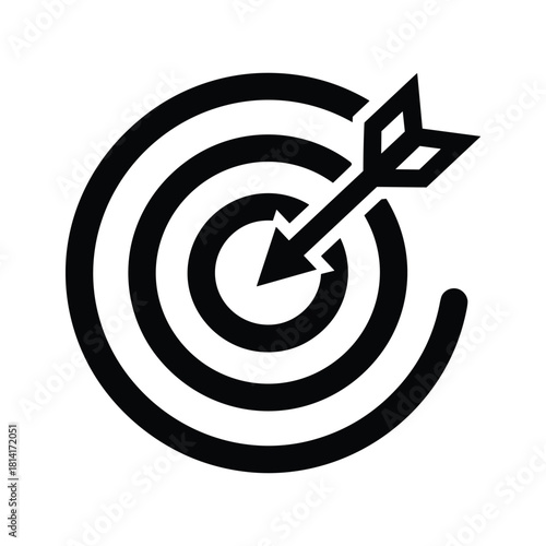 Target with arrow icon representing goal achievement isolated on