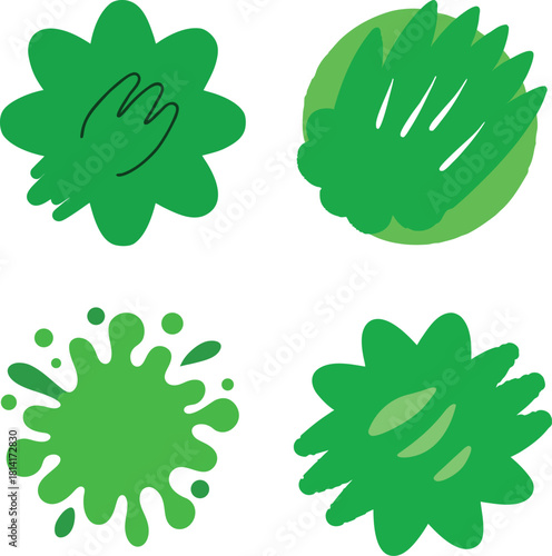  Eco friendly brush stroke badges hand drawn on a white background