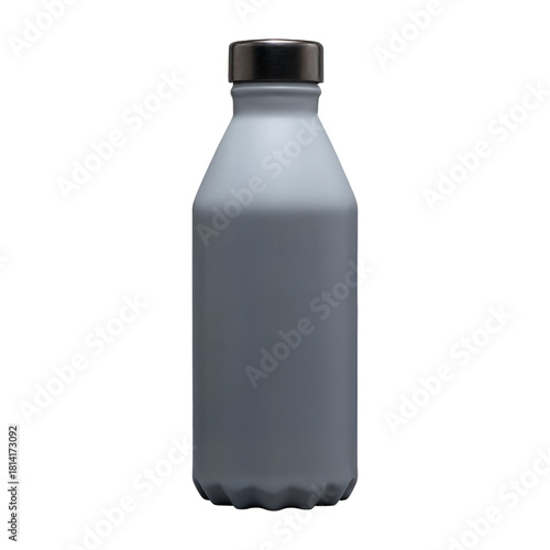 Grey Insulated Water Bottle with Black Cap