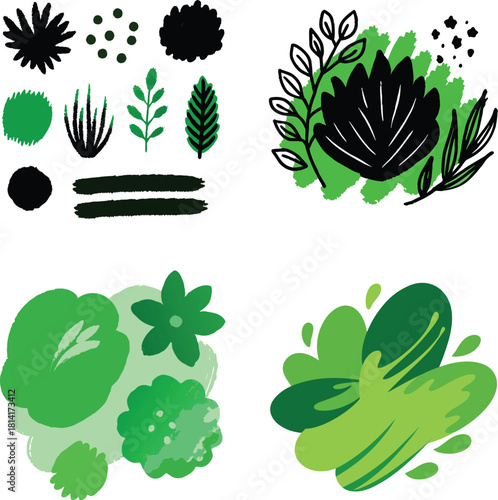 Soft edges imperfect hand painted shapes nature inspired vector elements