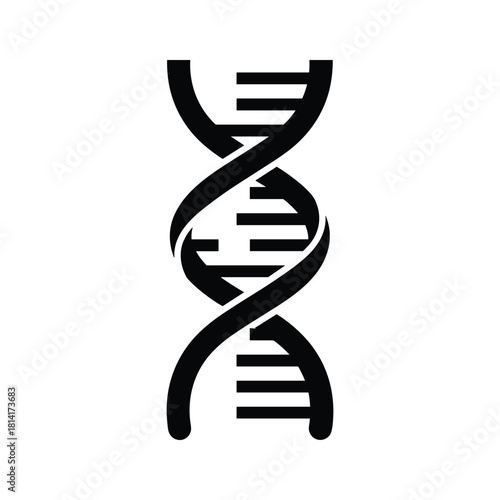 Black icon representing a dna double helix structure, isolated on