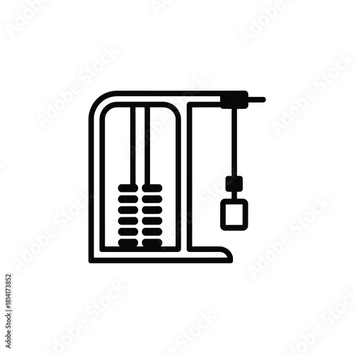 Outline icon of gym cable machine for fitness and workout training