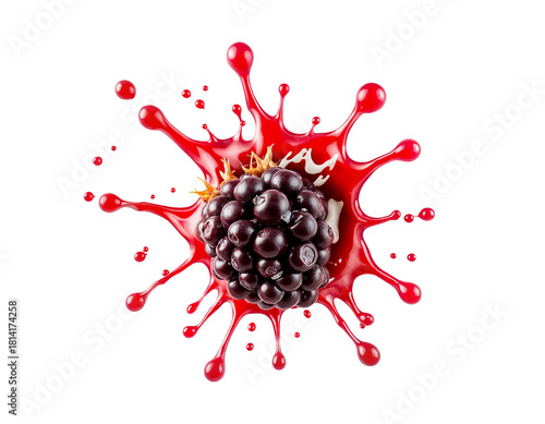 Juicy Blackberry Burst with Red Splash