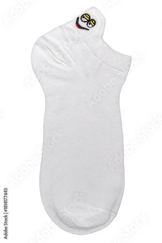 White socks with funny faces isolated on white background, clipping path included