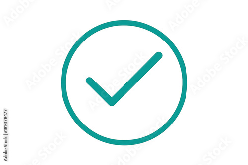 Free Download Teal check mark icon in circle illustrating approval, validation, acceptance, and completion on transparent background - GFXLoad