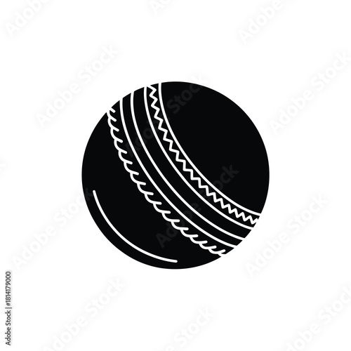 Cricket ball black and white flat icon illustration design vector