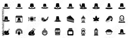 Black and White Thanksgiving, Harvest, and Holiday Icon Mega Collection