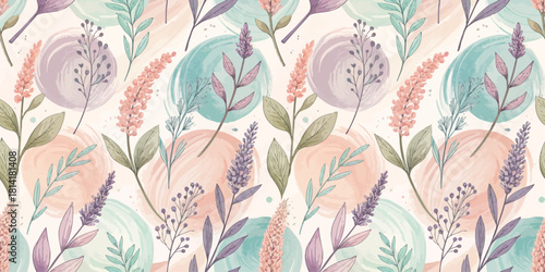 A beautiful floral pattern featuring pastel colors and delicate botanical illustrations.