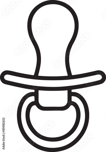 Simple black silhouette icon of a baby pacifier or soother for infant comfort and soothing