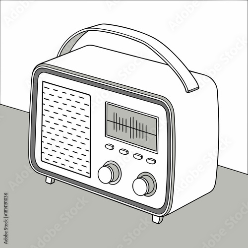 Vintage portable radio with tuning dial and knobs Keywords: radio, vintage, retro, portable