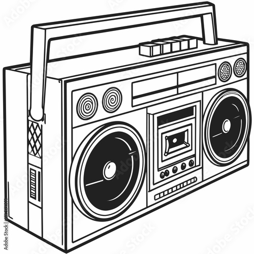 Vintage Boombox with Speakers Cassette Player and Handle radio stereo