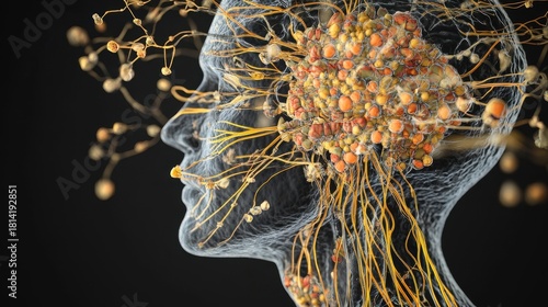 Fototapeta Naklejka Na Ścianę i Meble -  Human Brain Neural Network Abstract Concept