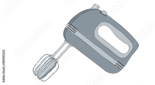 Handheld Electric Mixer Icon Isolated on White Background for Baking and Kitchen Concepts