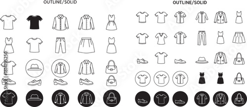 Fashion and Clothing Icon Set Vector Illustration