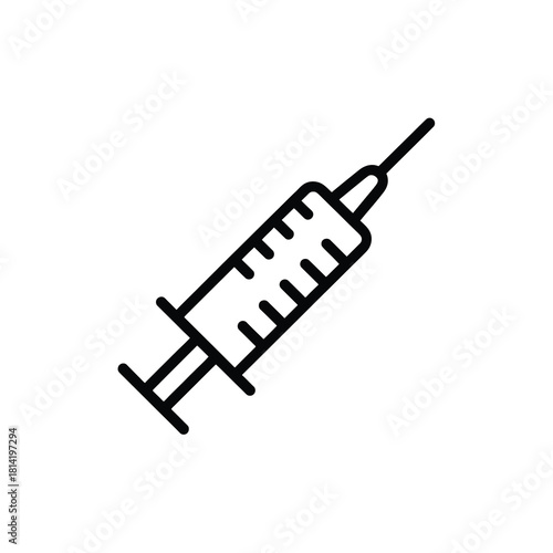 Medical syringe icon for injection, vaccination, health, treatment, cure