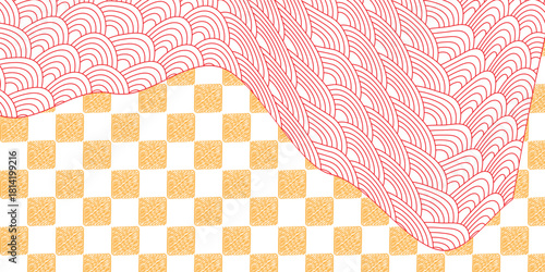 red Japanese wave pattern background. Waves background illustration. Japanese seamless pattern vector.