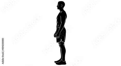 Athletic man silhouette, side view, perfect for fitness apps or health guides, showcasing sporty lifestyle and physical activity inspiration, minimalist style