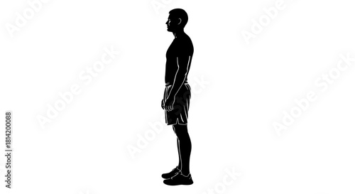 Sleek silhouette of a fit man standing tall ready for a workout or athletic event, perfect for sports, health, and fitness brands and advertising campaigns