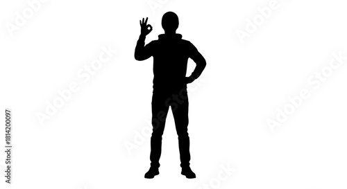 Confident person in silhouette giving okay sign, perfect for success, agreement, and positive message visuals, ready for your creative designs