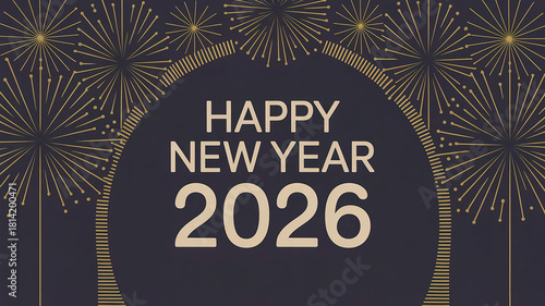Golden Happy New Year 2026 Banner – Elegant Gold Stars Celebration Design