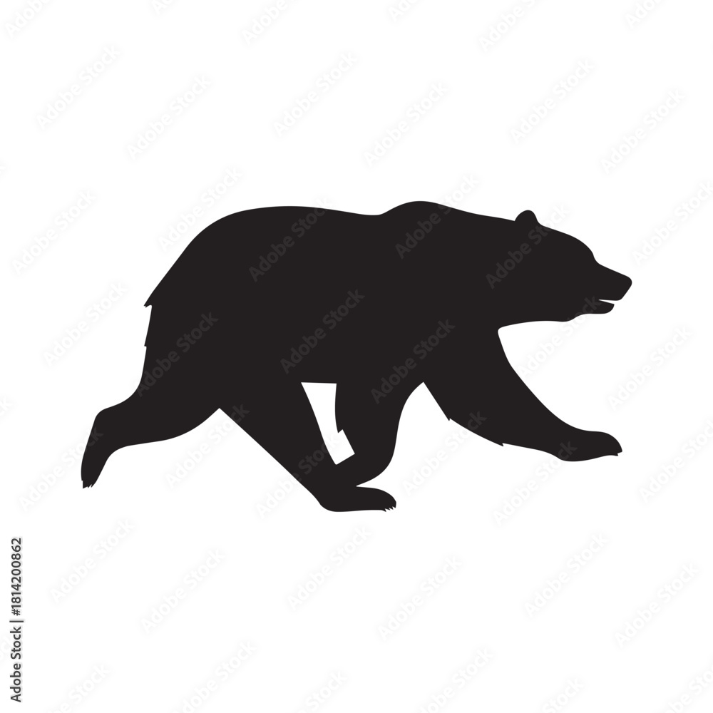Fototapeta premium Aggressive Bear Silhouette – Dynamic Wildlife Vector for Power, Nature, and Logo Design.