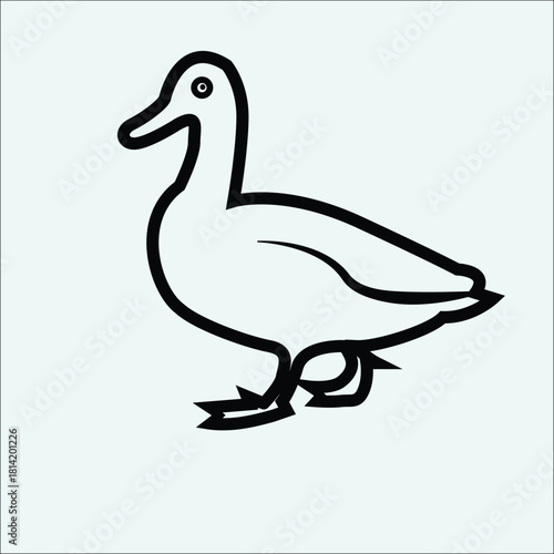 Duck  black and white clipart 