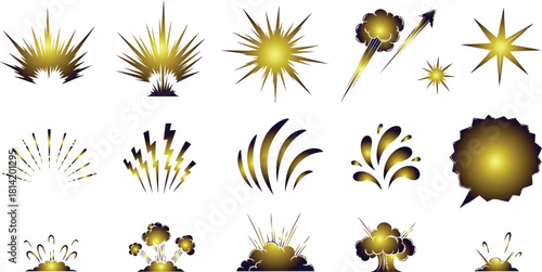 Golden fireworks collection festive celebrations and sparkling designs for events