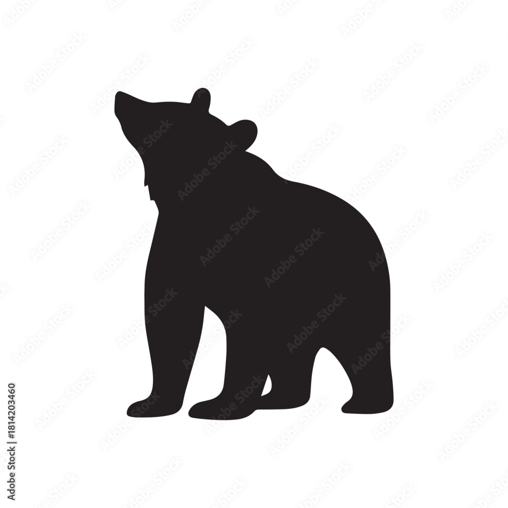 Fototapeta premium Left-Facing Bear Silhouette – Minimalist Wildlife Vector for Nature, Logos, and Educational Use