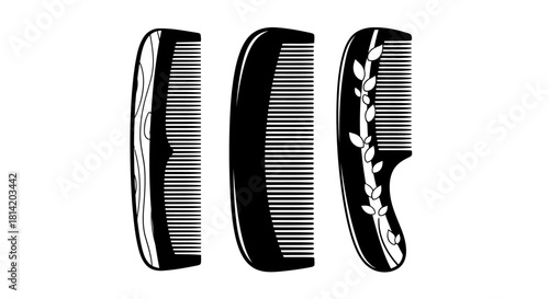 Elegant Black and White Comb Vector Set