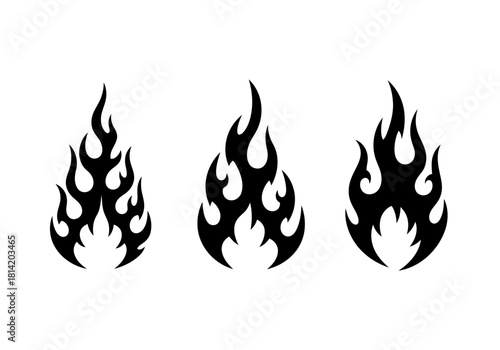 Set of three stylized flame icons