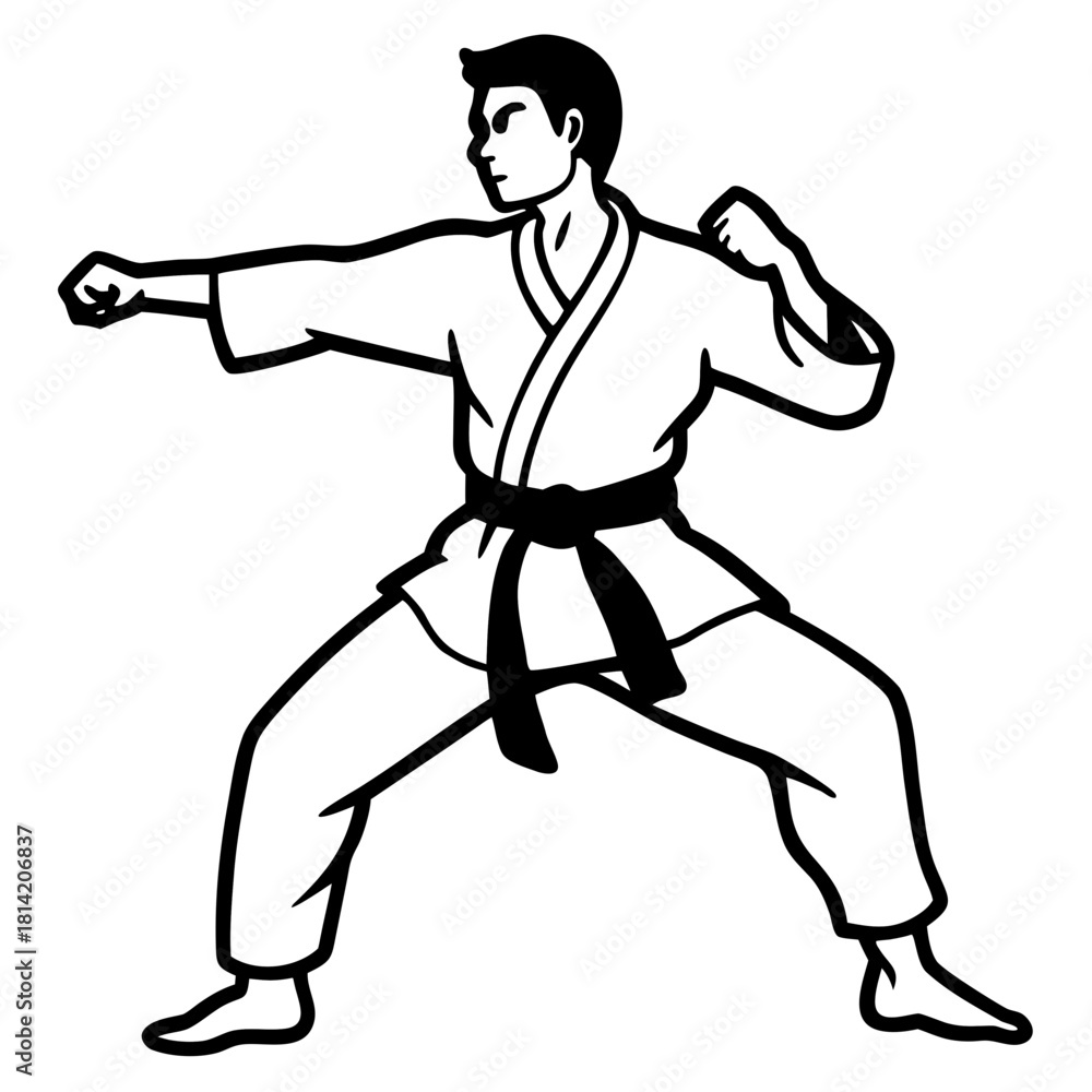 Obraz premium Karate Pose Silhouette vector