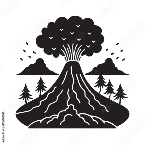 Pyroclastic Flow Volcano Doom Cloud Silhouette