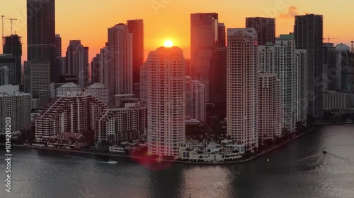 Wallpaper Mural Sunset Skyline At Miami In Florida United States. Sunset City. Stunning Biscayne Bay. Downtown District. Sunset Skyline At Miami In Florida United States. Highrise Buildings. Torontodigital.ca