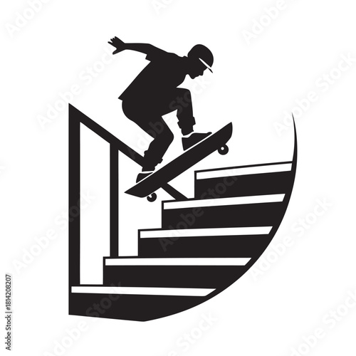 Skateboarder Airborne Kickflip Street Motion Silhouette