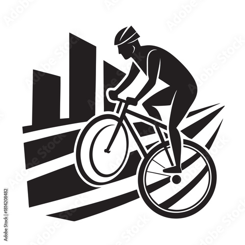 Urban Cyclist High Speed Street Turn Silhouette