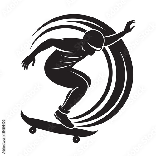 Urban Skater Spin Trick Street Motion Silhouette