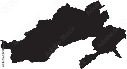 Arunachal Map Silhouette Isolated State of India