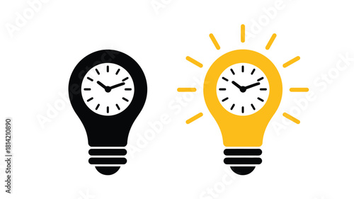 Lightbulb clock symbolizing time and ideas innovation and creativity