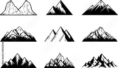 Mountain and forest silhouette bundle, mountain forest svg bundle for cricut, outdoor adventure silhouette clipart, hiking and camping svg designs, wilderness mountain vector pack, nature landscape si