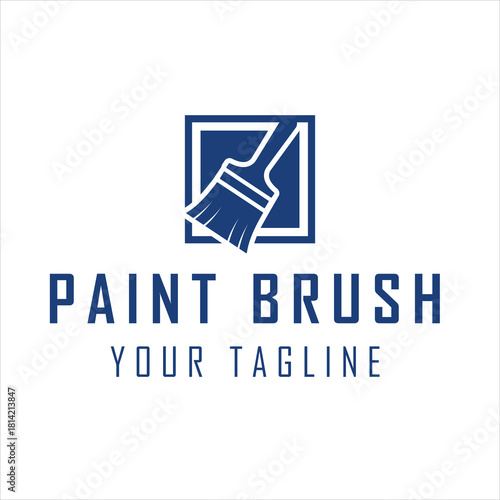 Paint Brush In A Square Logo. Symbol Of Decoration, Painting, Art, Or Home Repair.