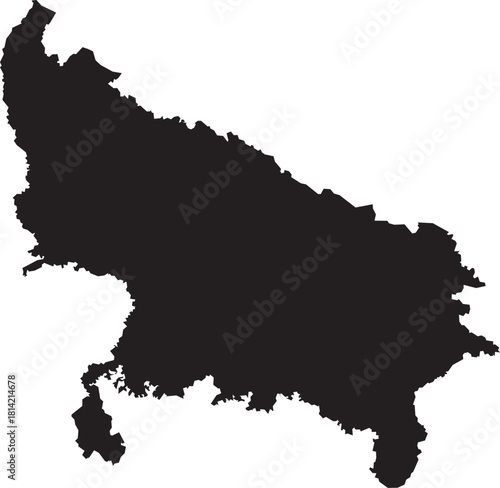 Tableau sur toile Uttar Pradesh Map Silhouette Isolated State of India