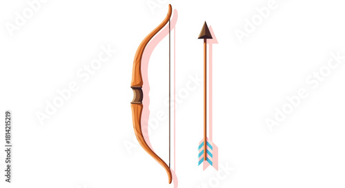 Bow and Arrow, Archery Target, Traditional Weaponry, Isolated on White