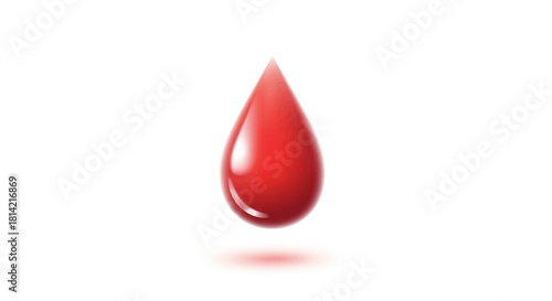 Realistic Red Blood Drop, Donation, Healthcare, Medical Concepts Isolated