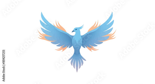 Elegant Blue Phoenix Bird Icon Logo Design Concept