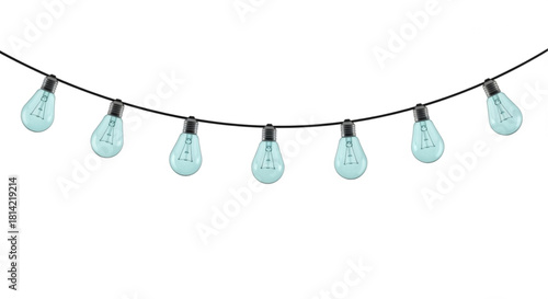 A string of vintage light bulbs hangs gracefully, casting a gentle glow that evokes a sense of nostalgia, festivity and illumination.  vector illustration