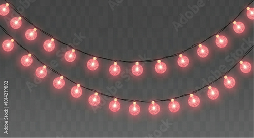 String of delicate, glowing, spherical lights casts a soft, warm ambiance, creating a festive atmosphere. vector illustration