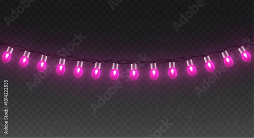 A string of vibrant pink lights shines against a dark backdrop, perfect for adding a touch of festive flair to any celebration or design. vector illustration